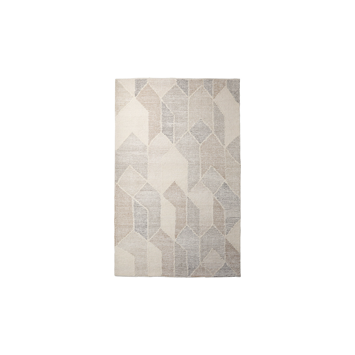 Kolt handwoven wool area rug, gray and beige geometric