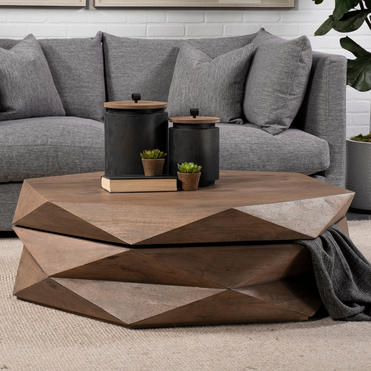 Arreto 48" Hexagonal Storage Coffee Table