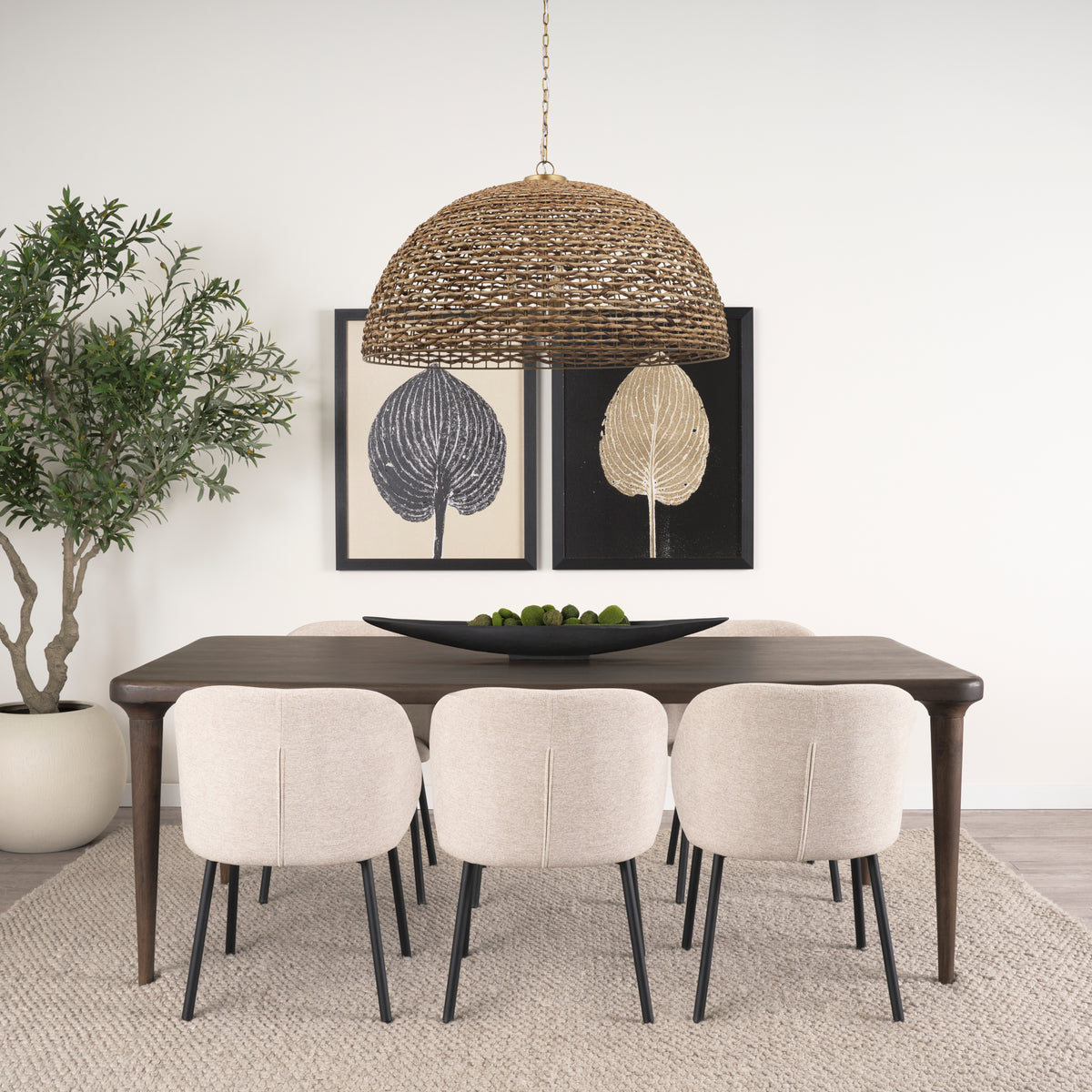 Suvan dining table in med-dark brown lifestyle
