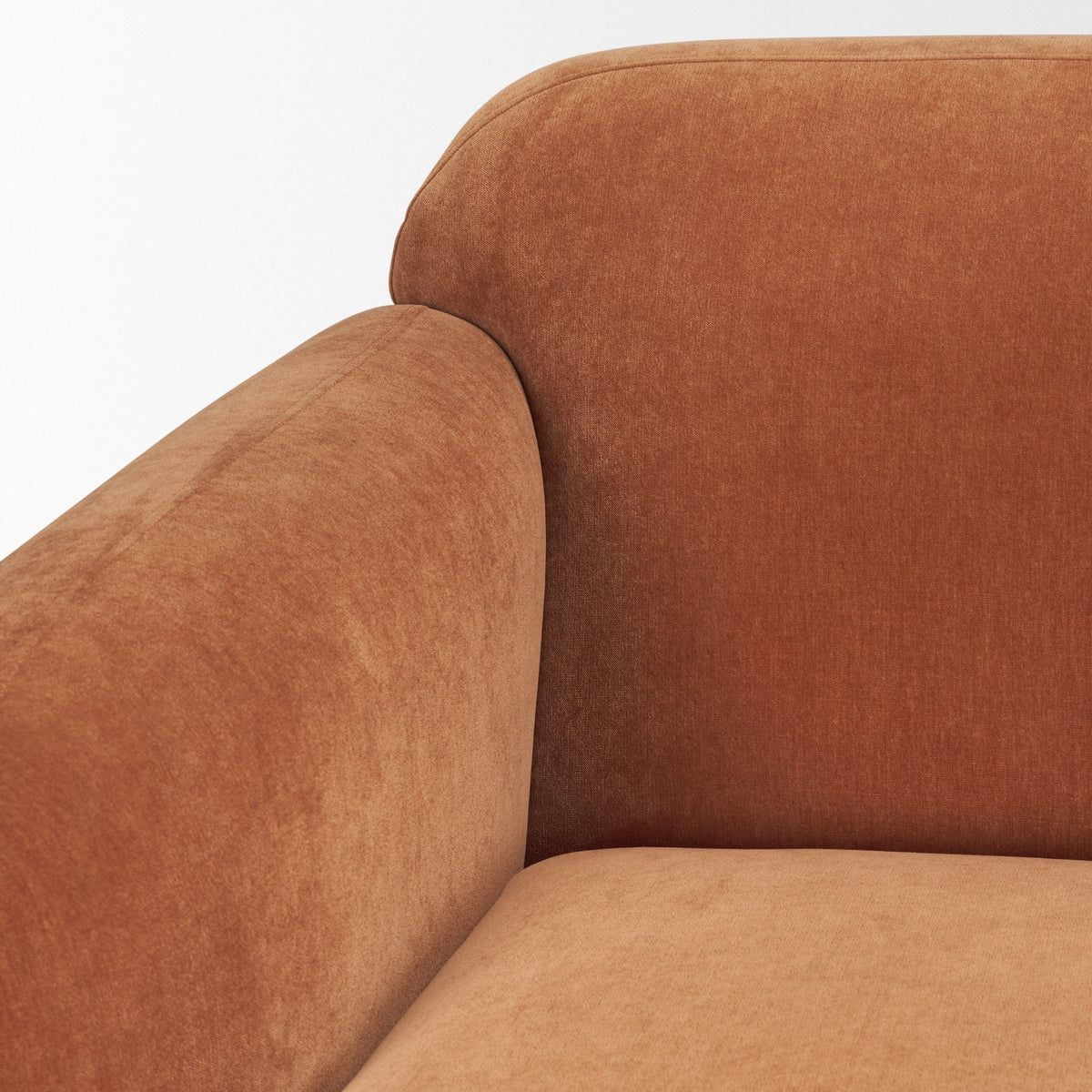 Saga sofa rust, arm detail