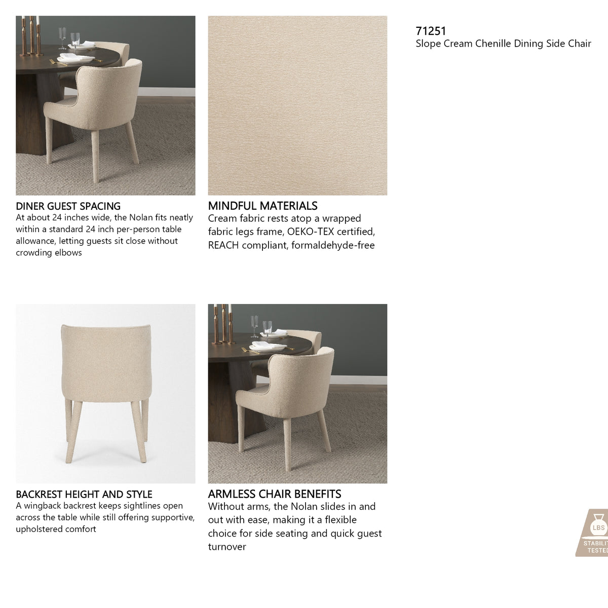 Nolan cream chenille styled at a dining table