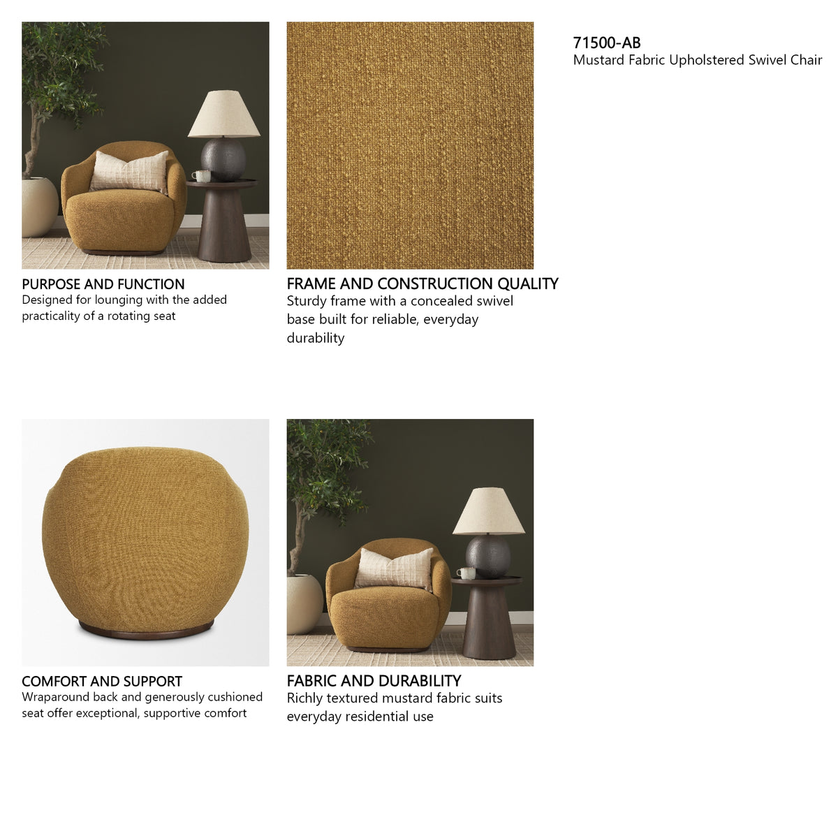 Hudson Upholstered Swivel Chair