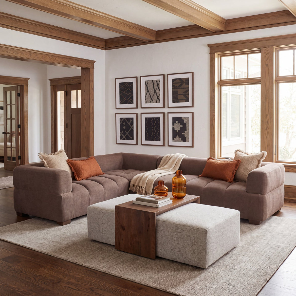 Warner Channel sectional styled in a living room