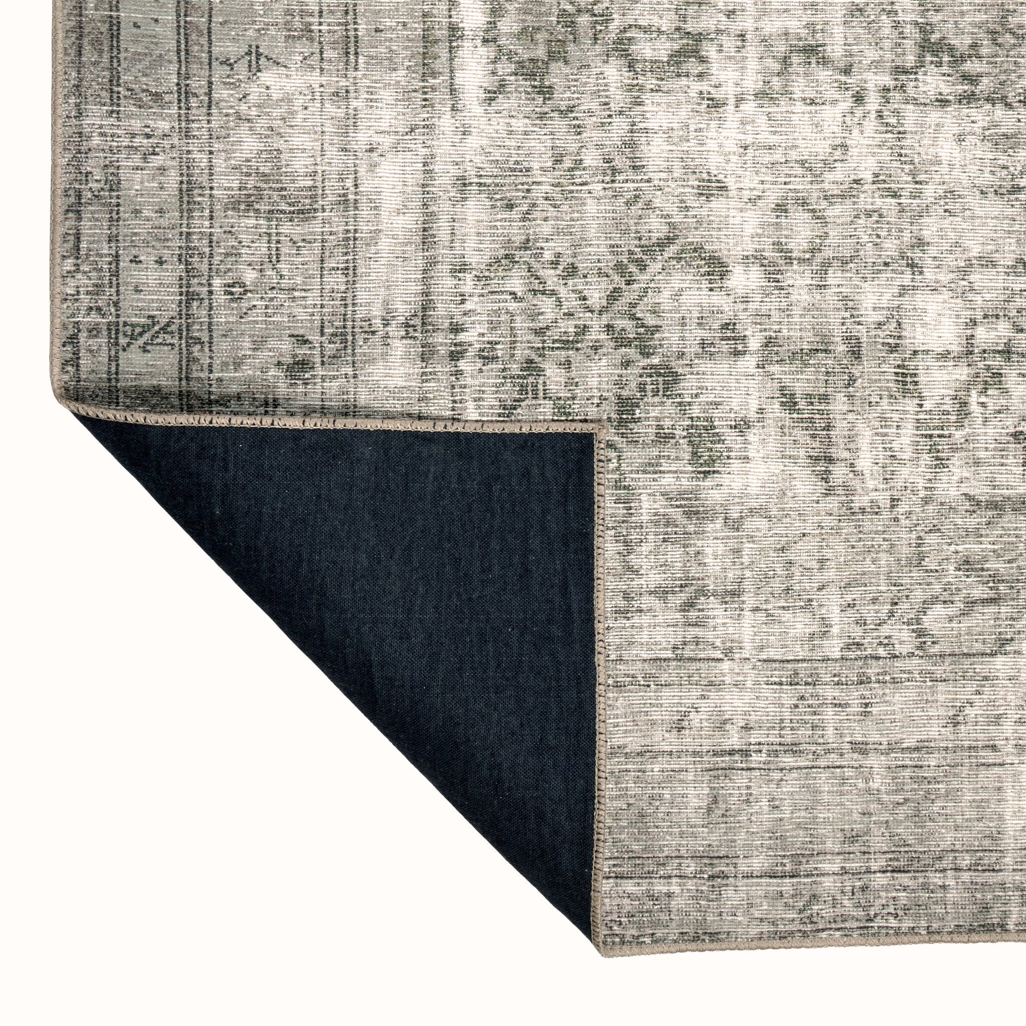 Four Hands Nala Rug, Sage Olive colourway — power-loomed, antiqued vintage pattern in muted grey-green