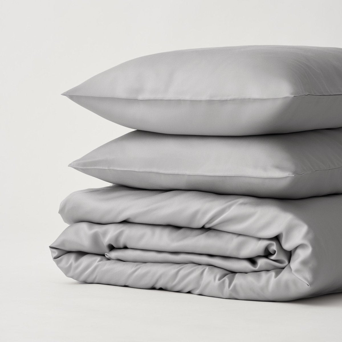 100% Organic Bamboo Duvet Cover Sets (3 Piece) (Fog / Grey) 400TC - EarthLoom