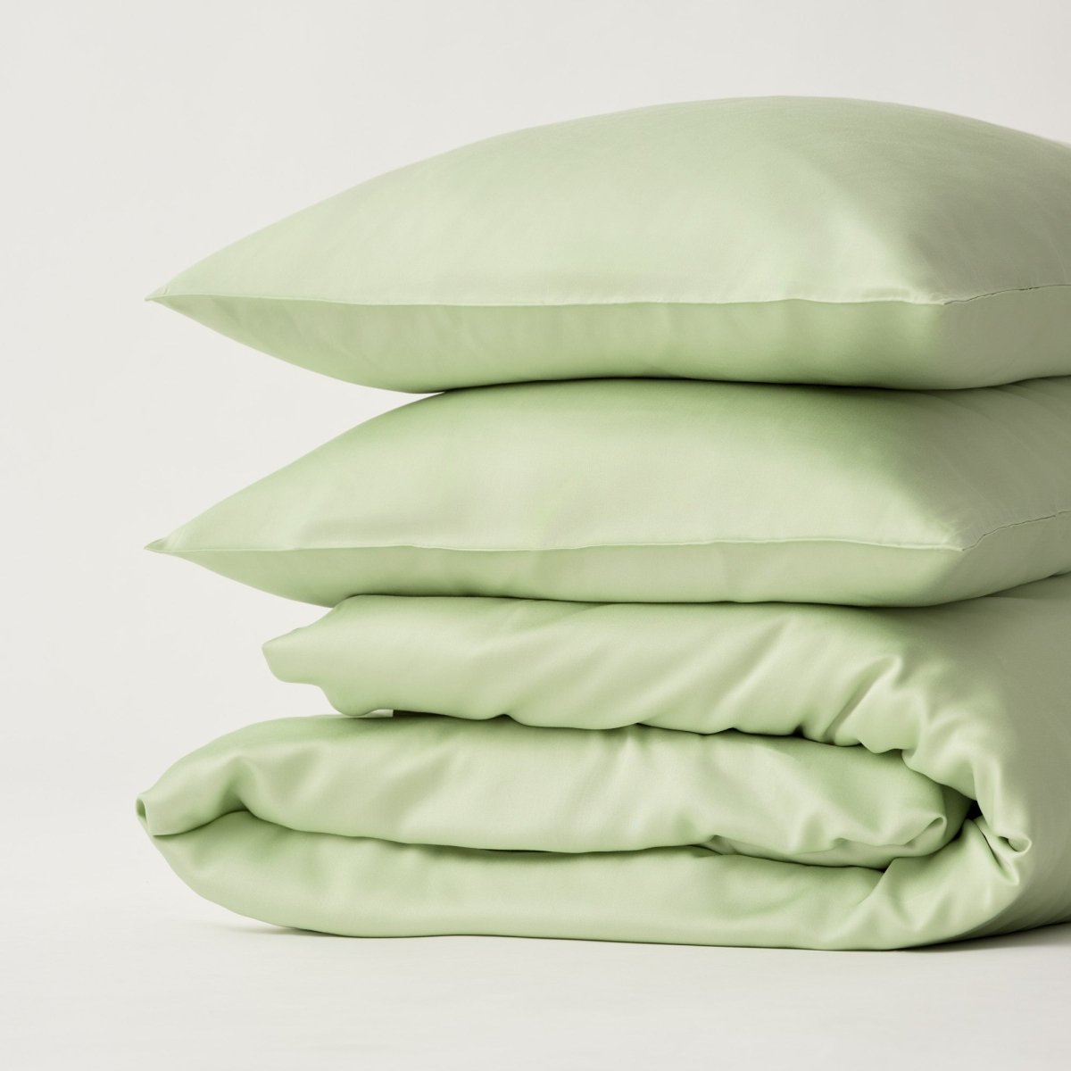 100% Organic Bamboo Duvet Cover Sets (3 Piece) (Sage / Light Green) 400TC - EarthLoom