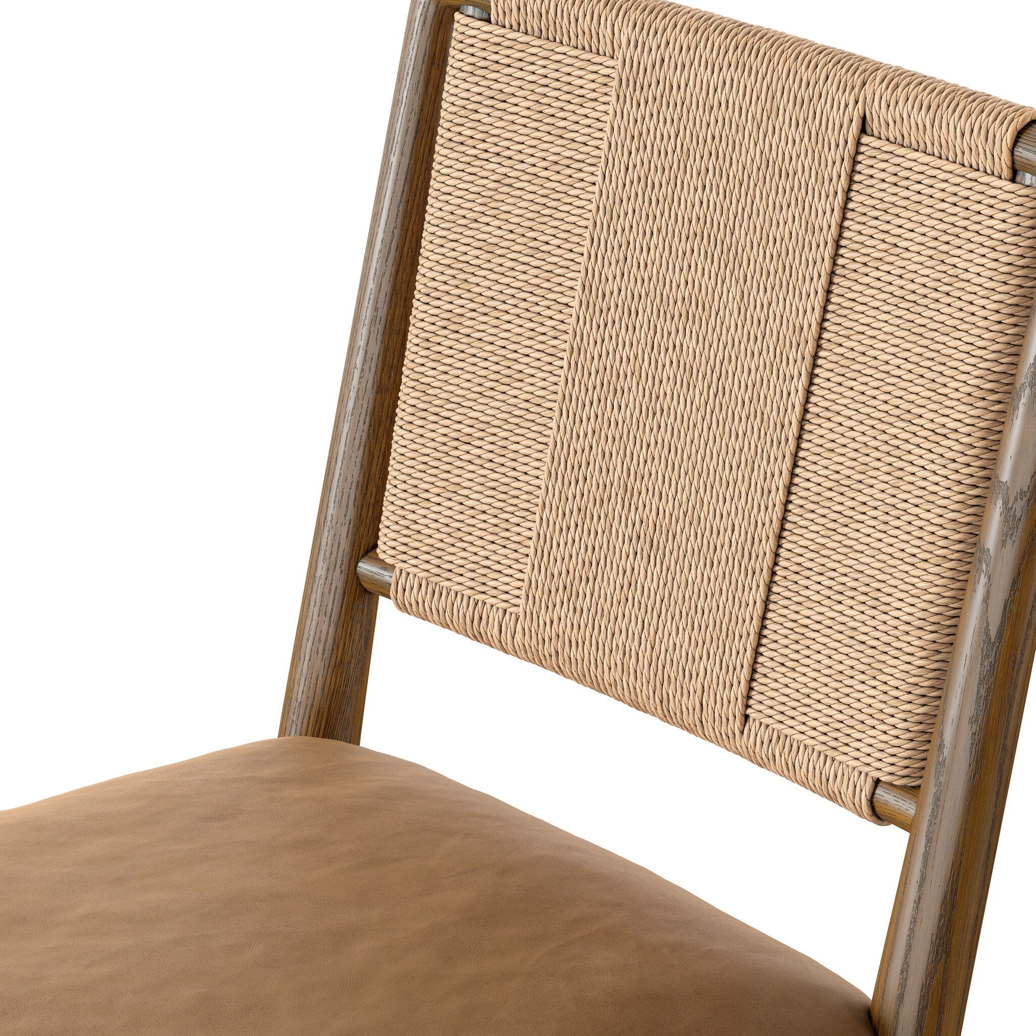 Rothler Dining Chair detail, paper cord weave against Tan Ash frame