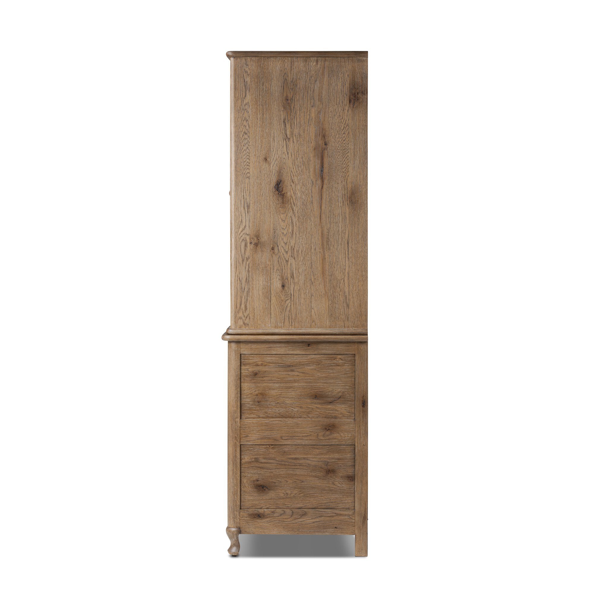 Pika Armoire in Weathered Oak, side profile