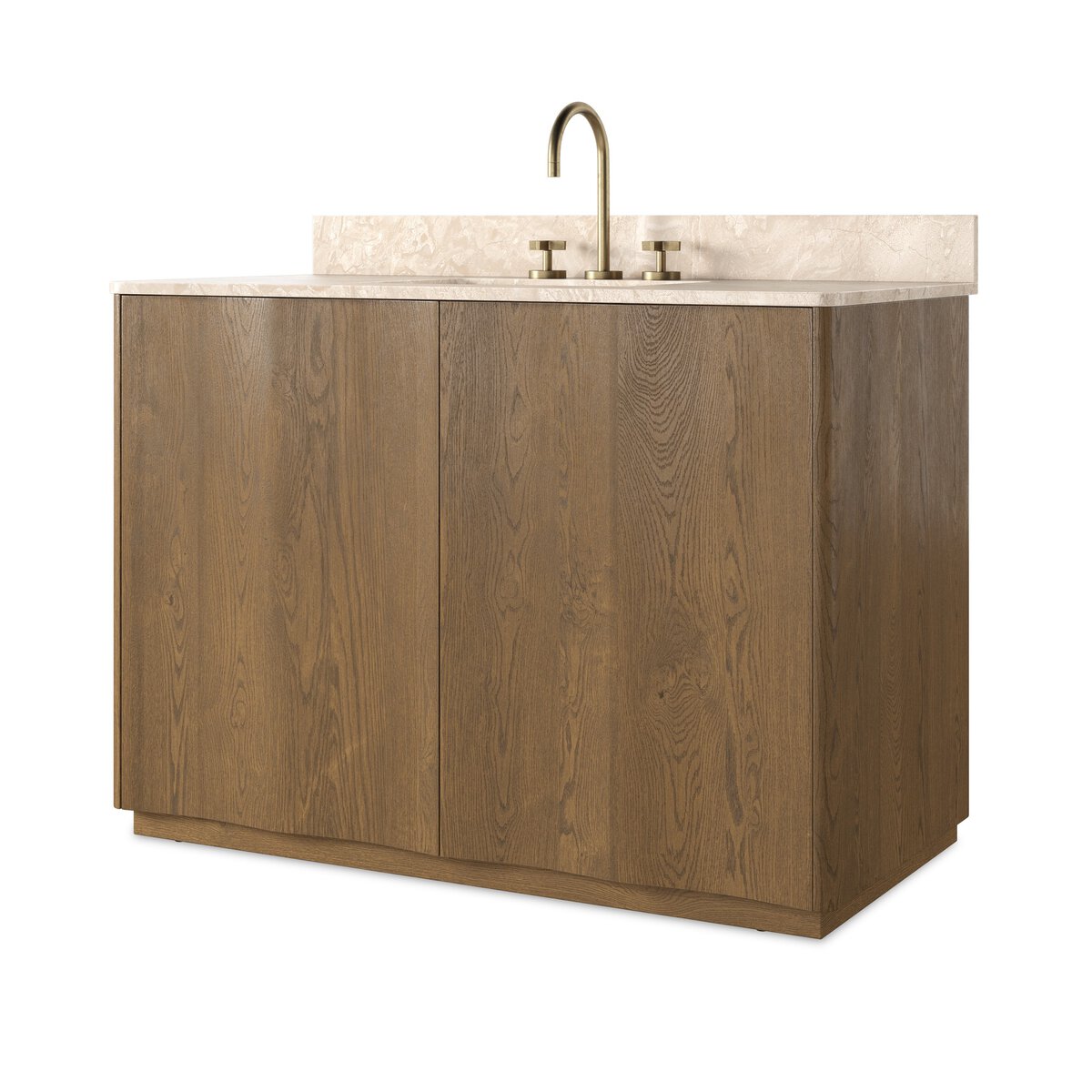 Brookhurst Single Wide Vanity in Satin Drifted Oak with marble top