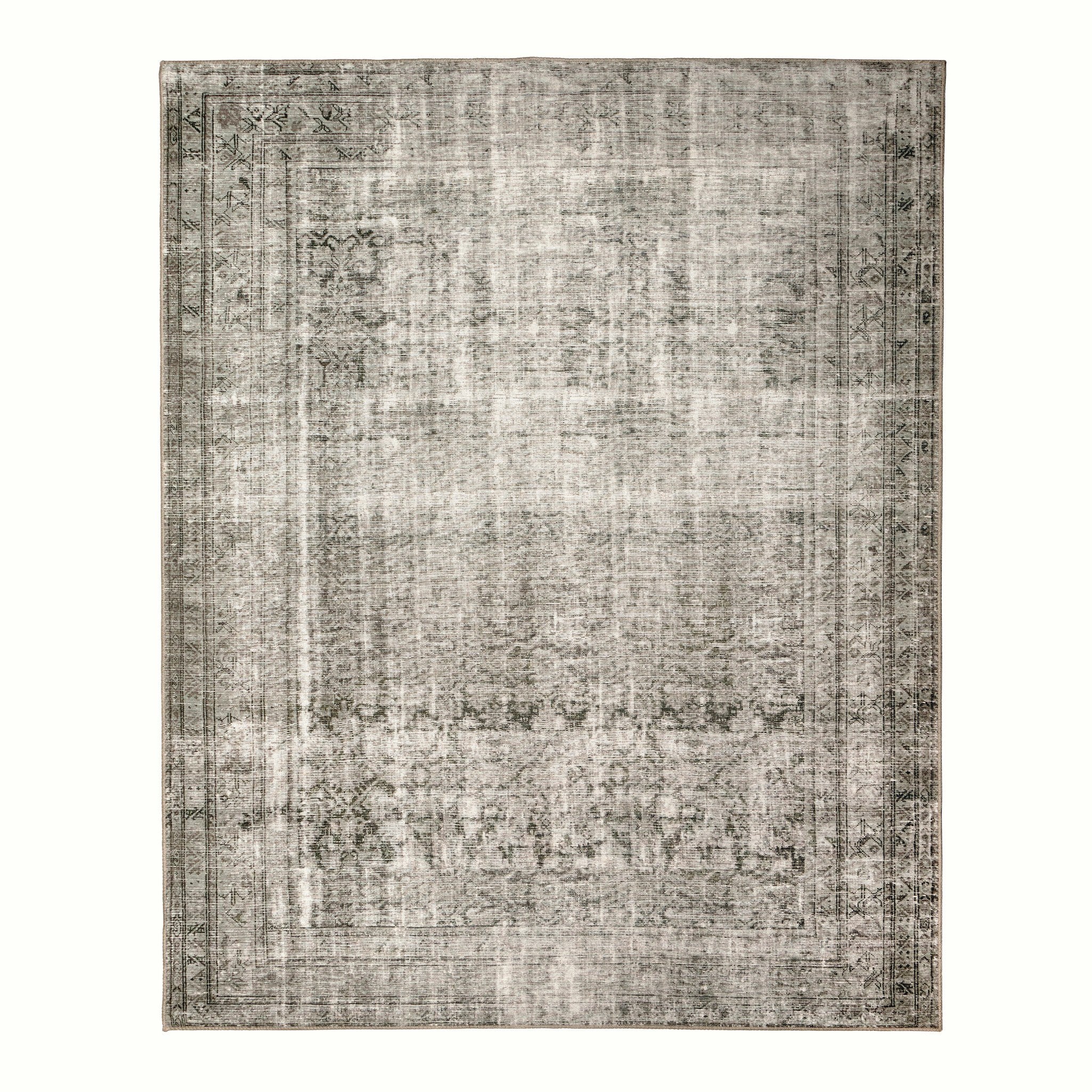 Four Hands Nala Rug, Sage Olive colourway — power-loomed, antiqued vintage pattern in muted grey-green