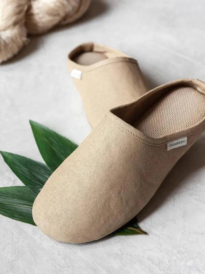 Sasawashi Japanese Room Shoes, Beige - EarthLoom