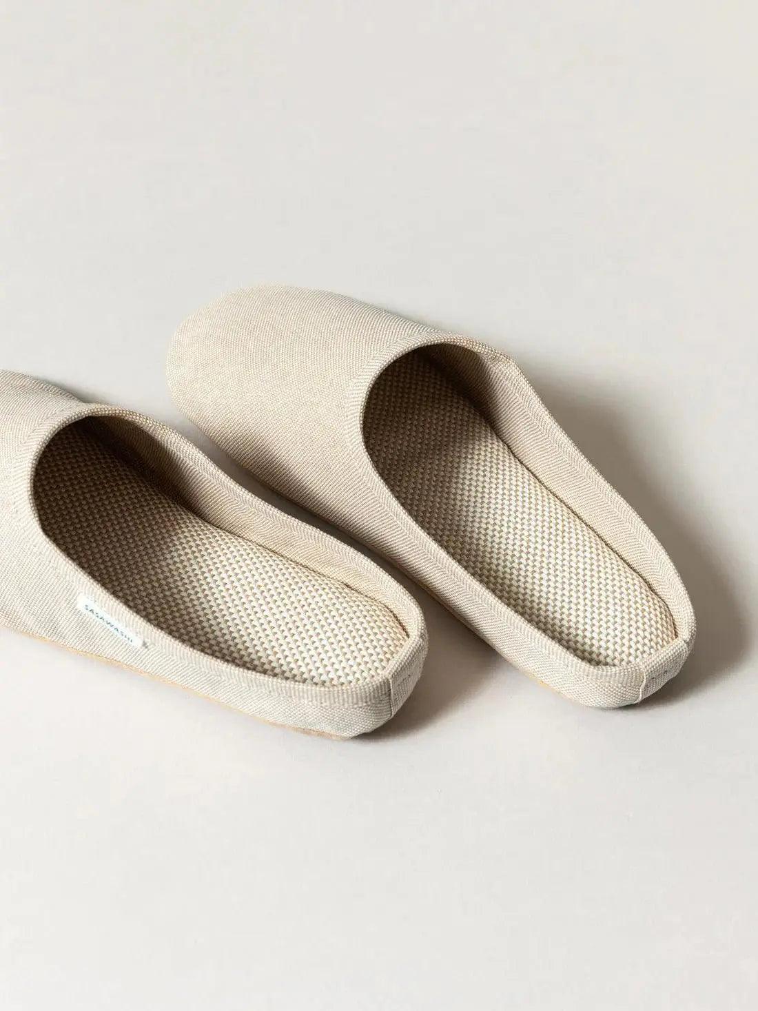 Sasawashi Japanese Room Shoes, Beige - EarthLoom