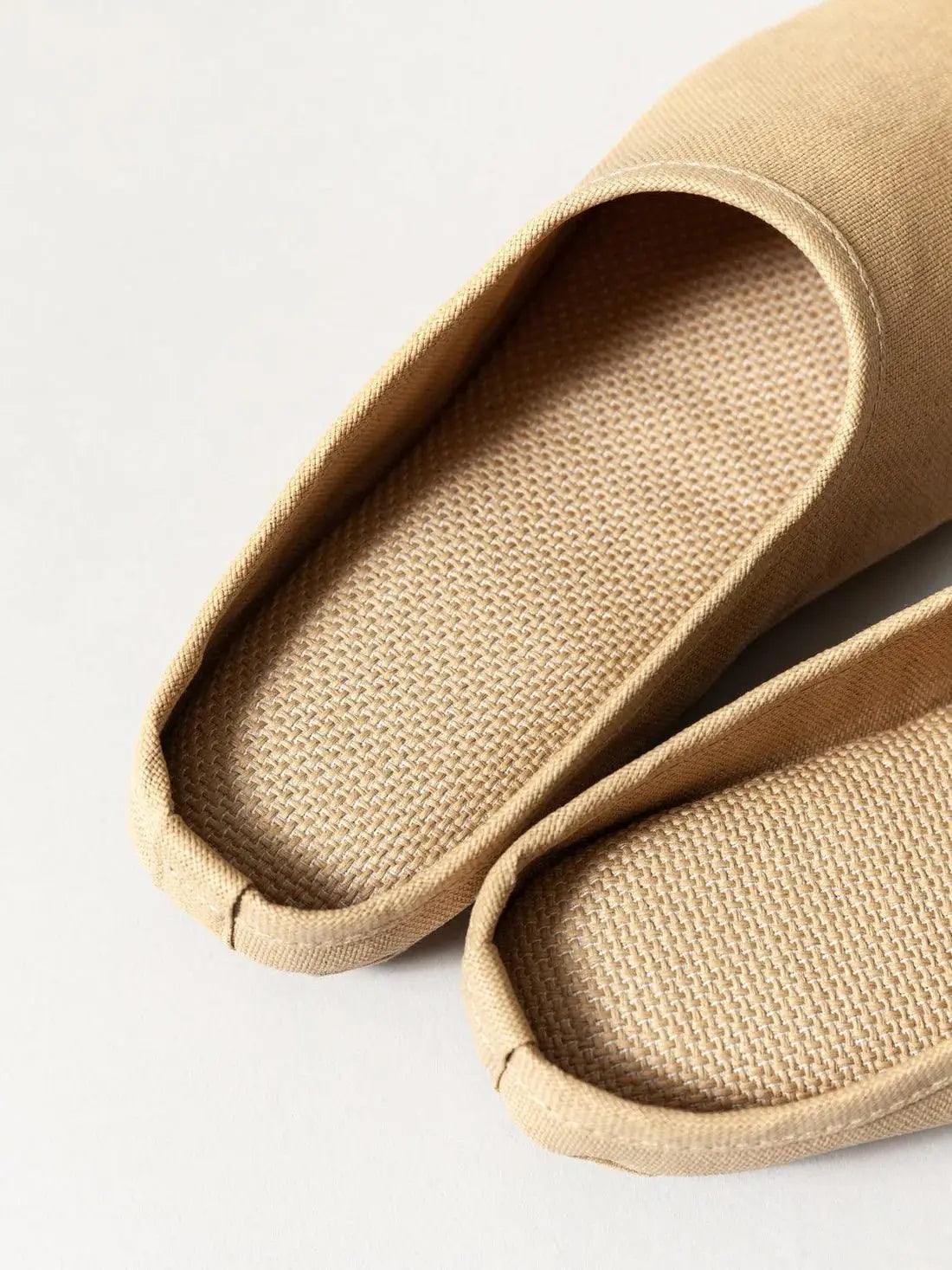 Sasawashi Japanese Room Shoes, Camel - EarthLoom