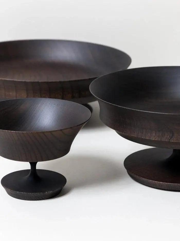 Sinafu Small Stand Bowl - Hasori (Black) - EarthLoom