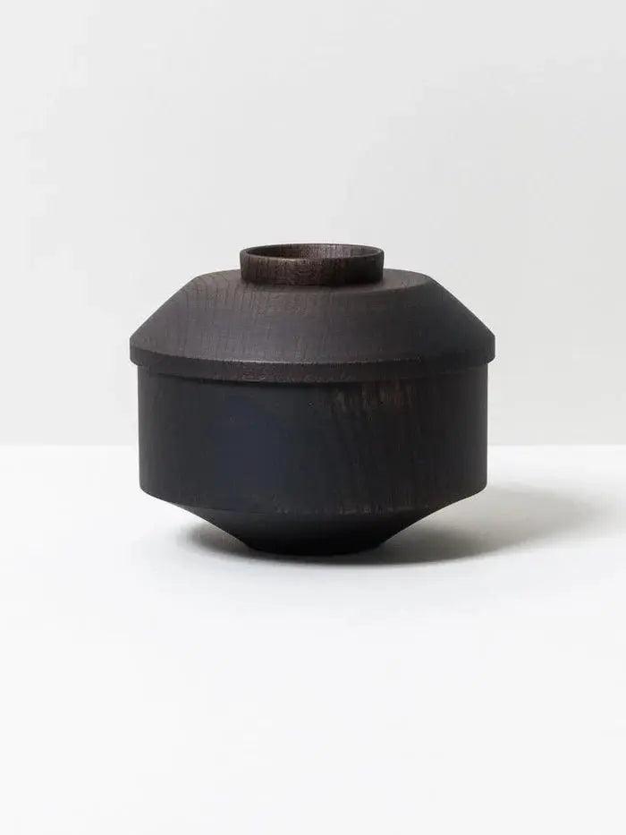 Tsumugi Wooden Bowl with Lid - Mentsuu (Black) - EarthLoom