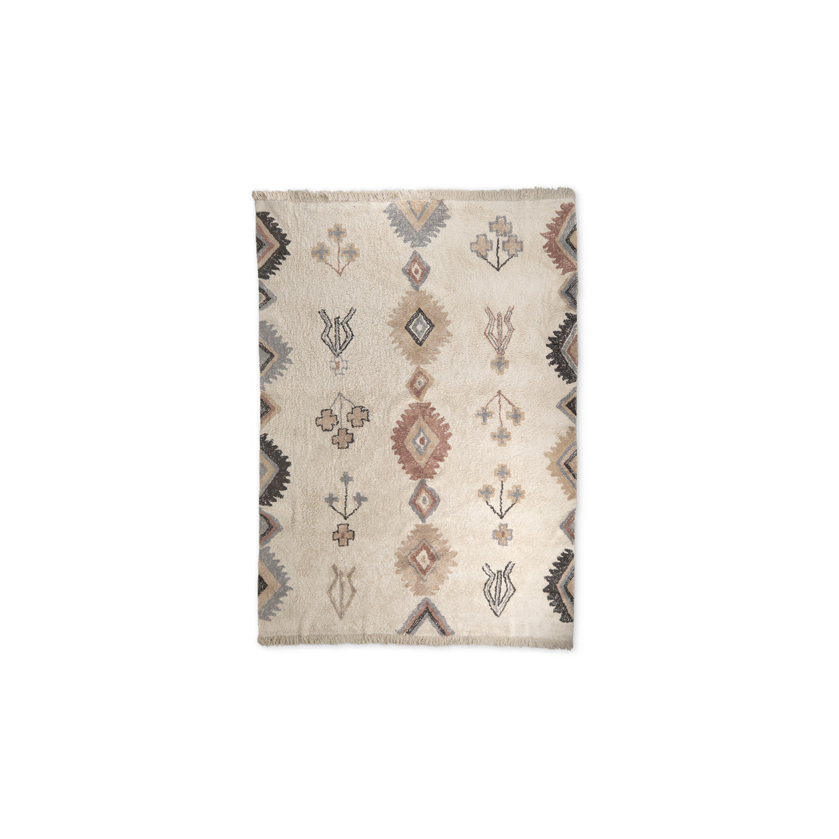 Carla patterned cotton area rug, earthy neutrals