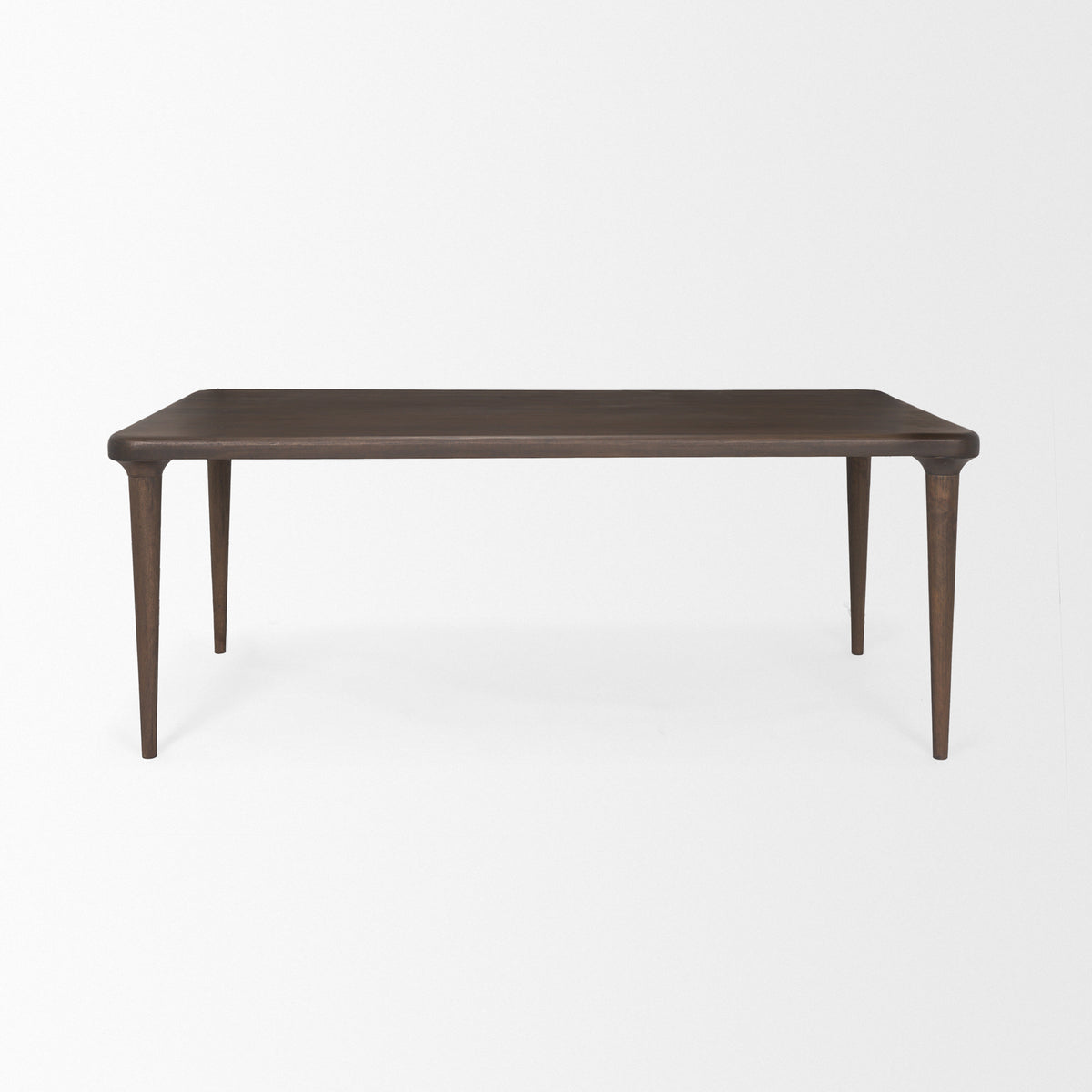 Suvan dining table in med-dark brown, angled view