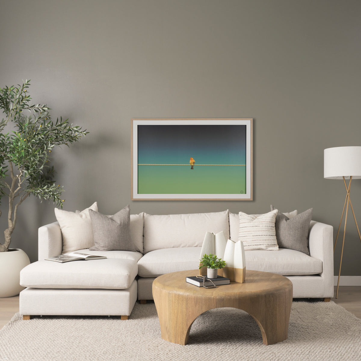 Shima round coffee table in a bright living room