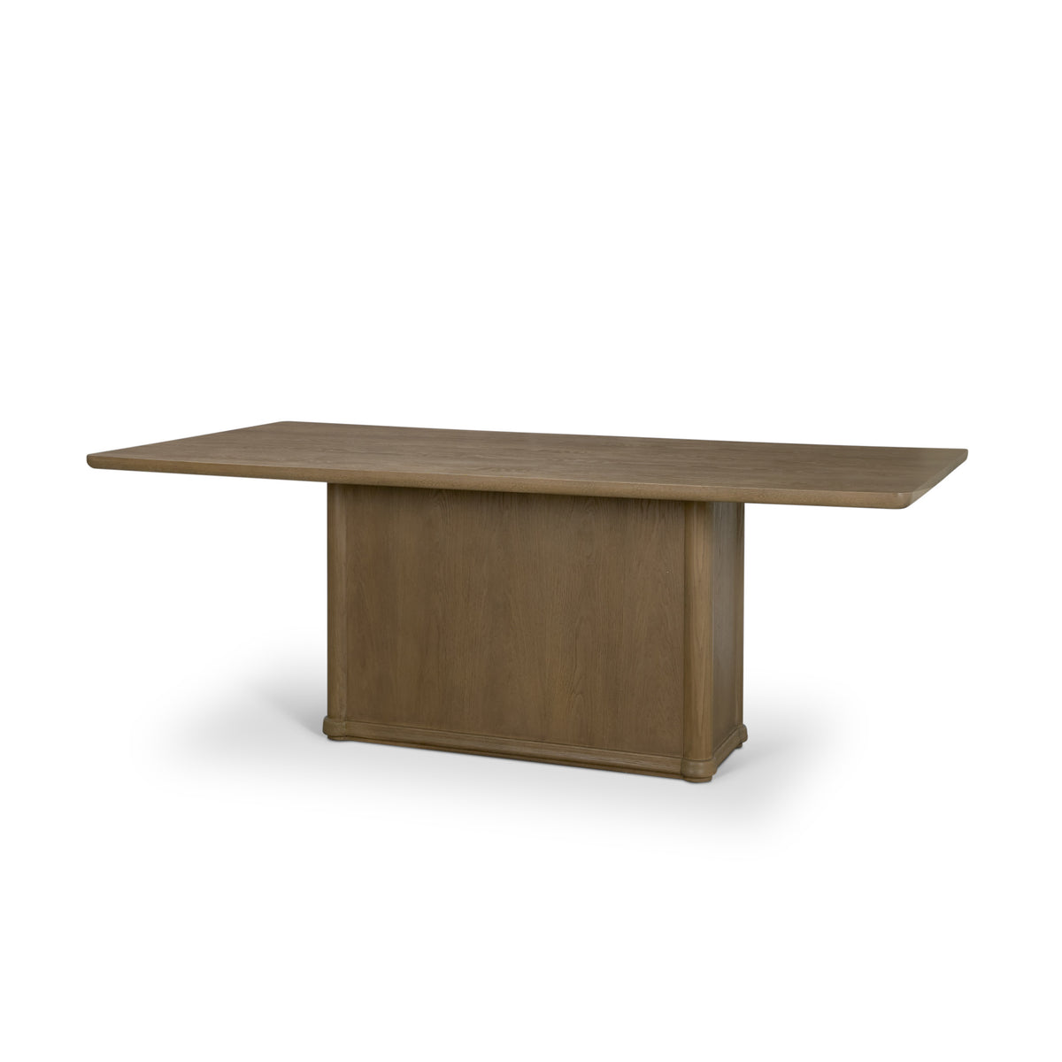 Alden 84" rectangular pedestal dining table in medium brown solid wood