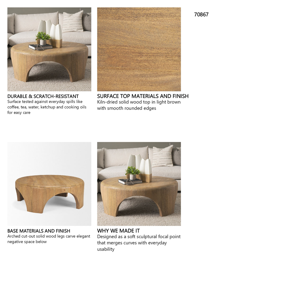 Shima round coffee table dimension sheet