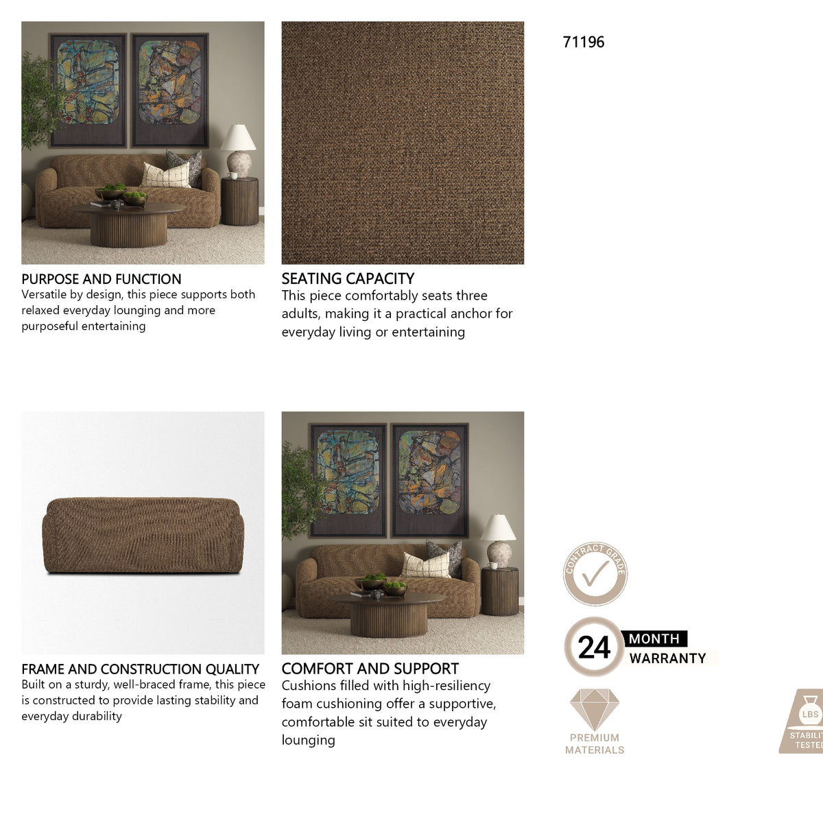 Saga sofa brown styled in a living room