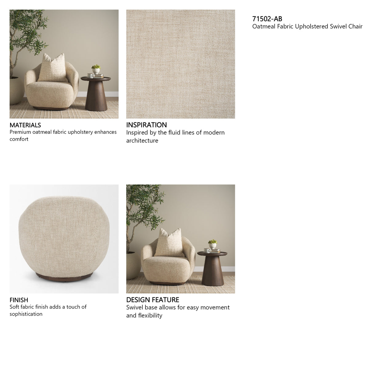Hudson Upholstered Swivel Chair