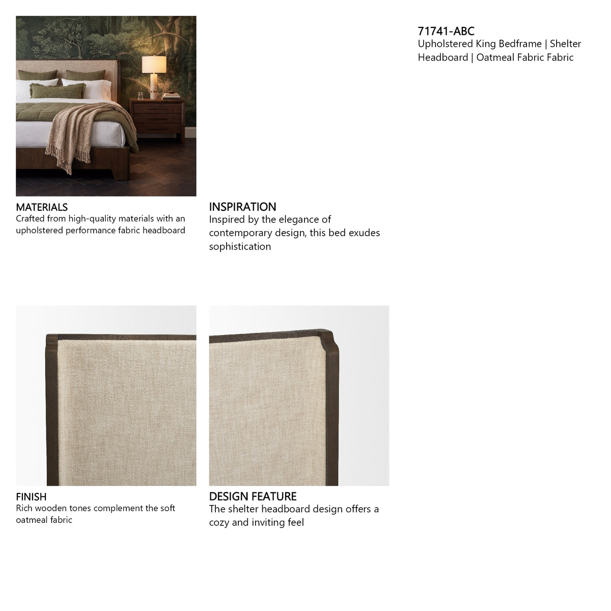 Holden Upholstered Bed with Shelter Headboard