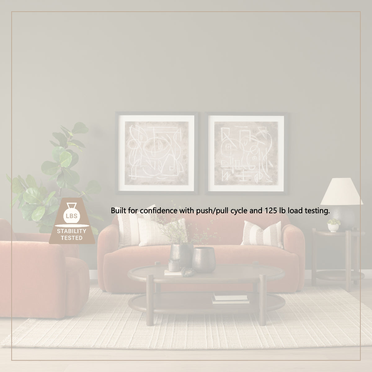 Saga sofa rust styled in a living room