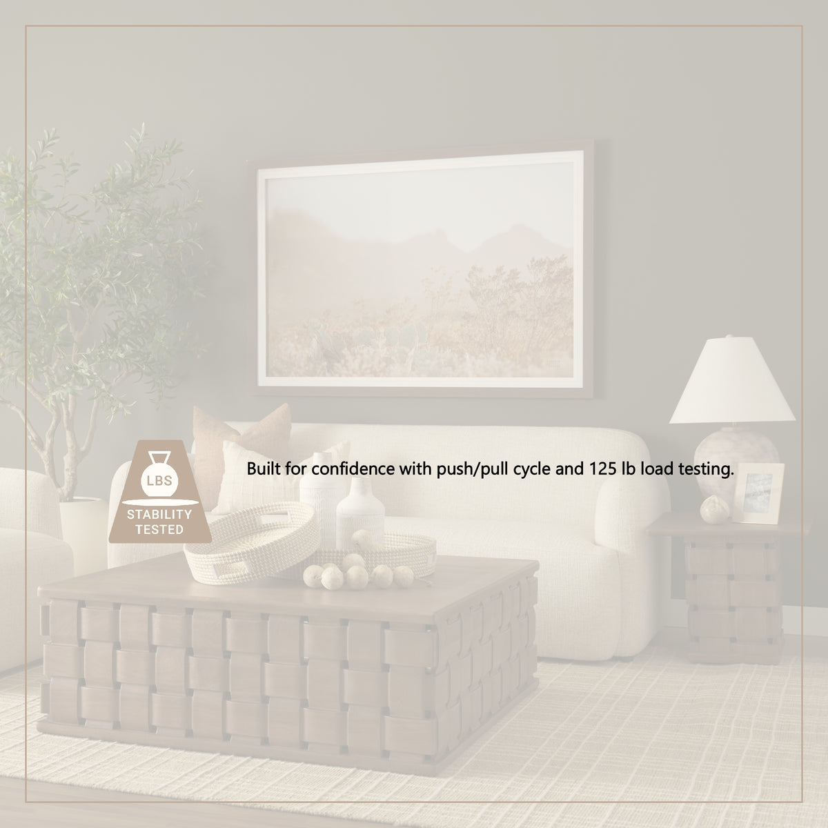 Saga sofa cream styled in a living room