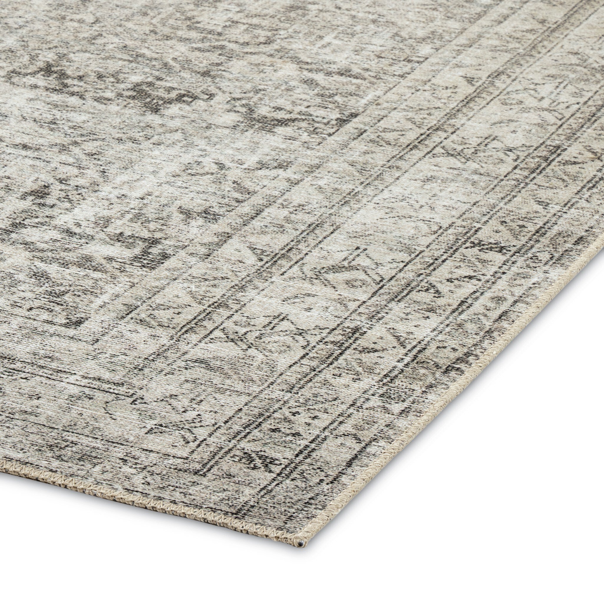 Four Hands Nala Rug, Nala colourway — power-loomed, antiqued vintage pattern in soft grey-green