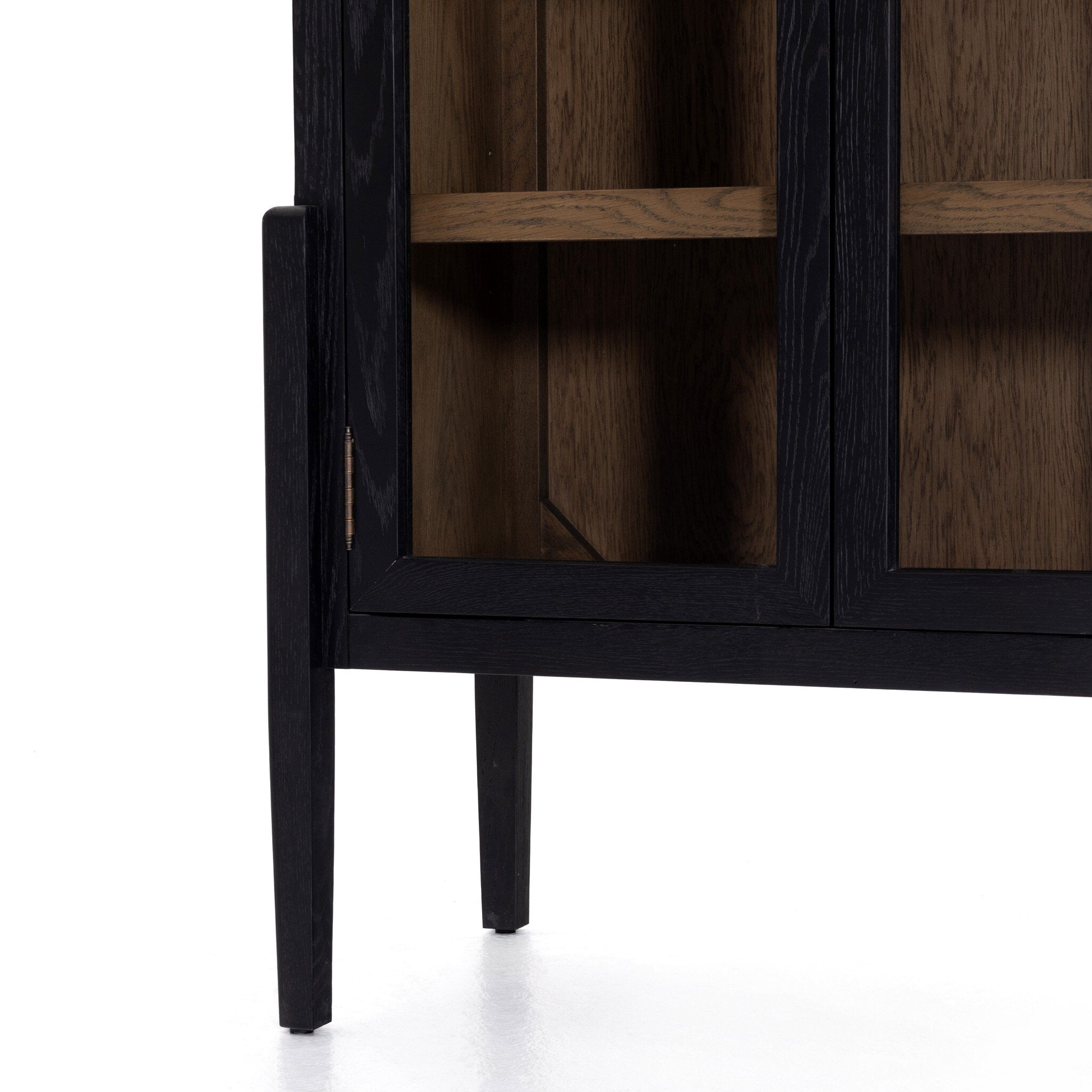 Tolle Cabinet in Drifted Matte Black — oak grain close-up