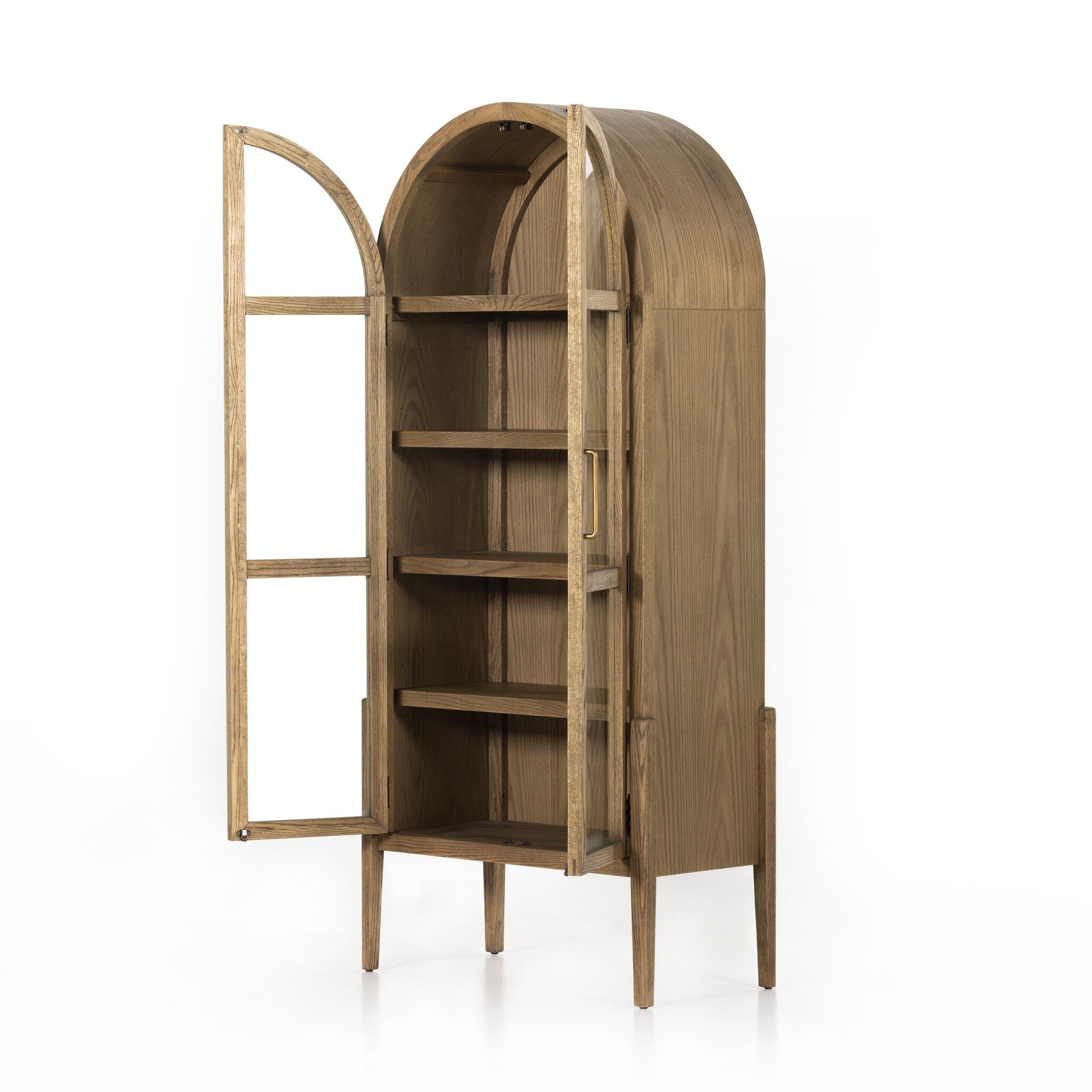Tolle Cabinet in Drifted Oak — doors open showing interior