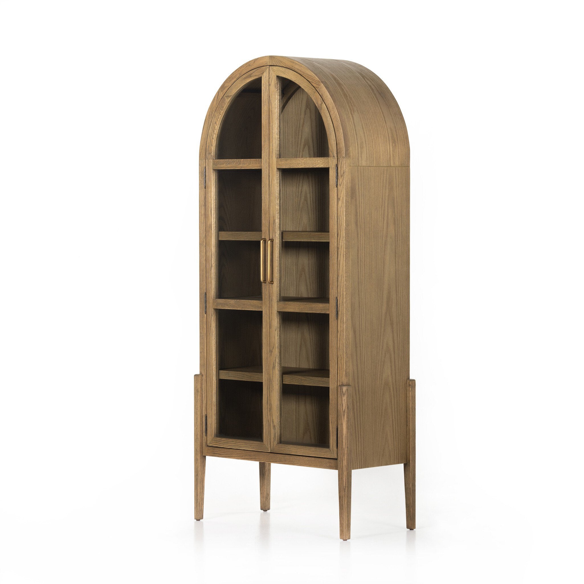 Tolle Cabinet in Drifted Oak — arched display cabinet