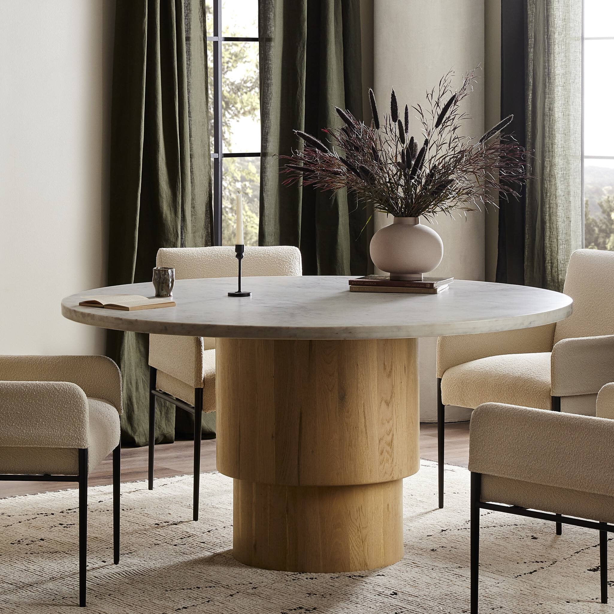 Mariah Round Dining Table 60" — lifestyle view in a dining space