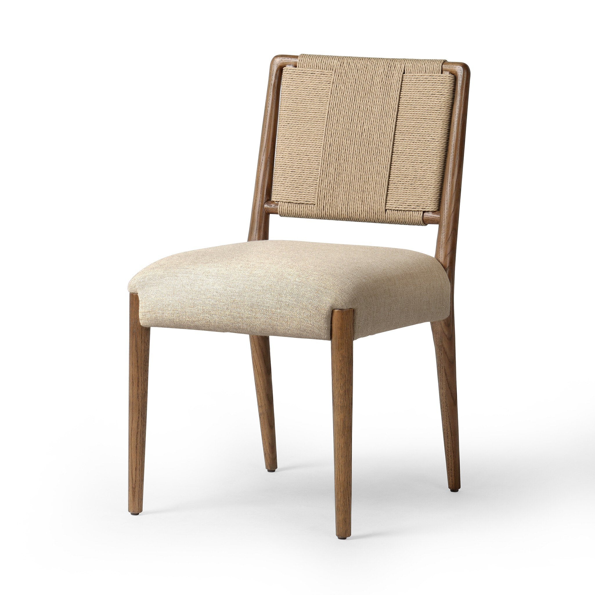 Rothler Dining Chair in Tan Ash with Alcala Wheat seat, three quarter view