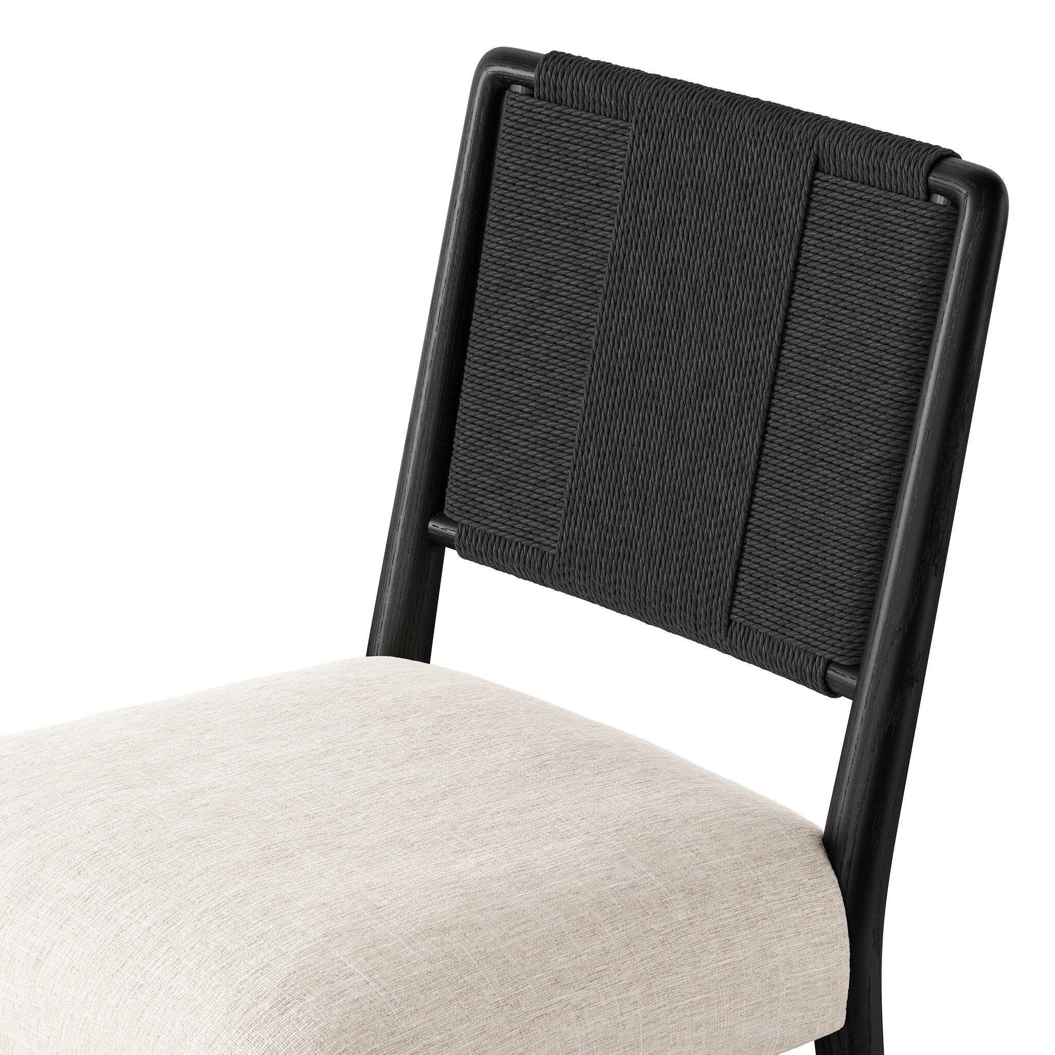 Rothler Dining Chair detail, black double twisted paper cord weave