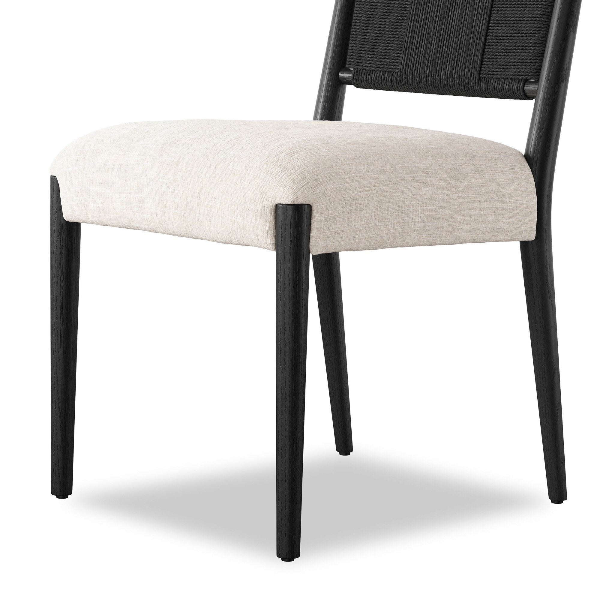 Rothler Dining Chair detail, Black Brushed Ash frame and leg