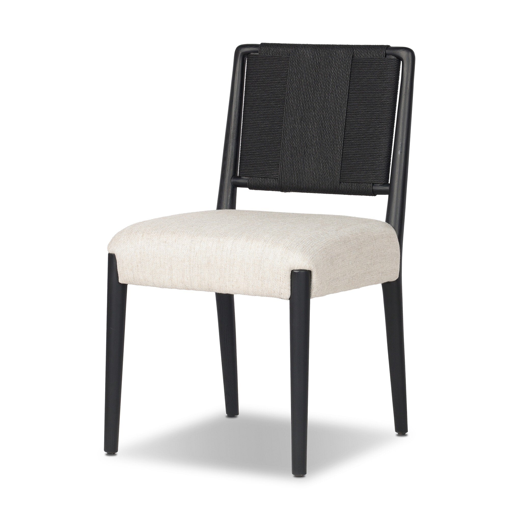 Rothler Dining Chair in Black Brushed Ash with Essence Natural seat, three quarter view