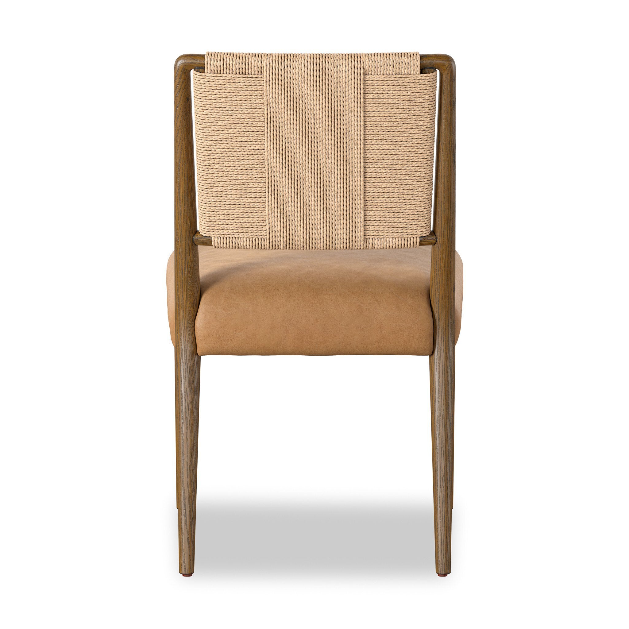 Rothler Dining Chair in Tan Ash, back view showing woven paper cord backrest