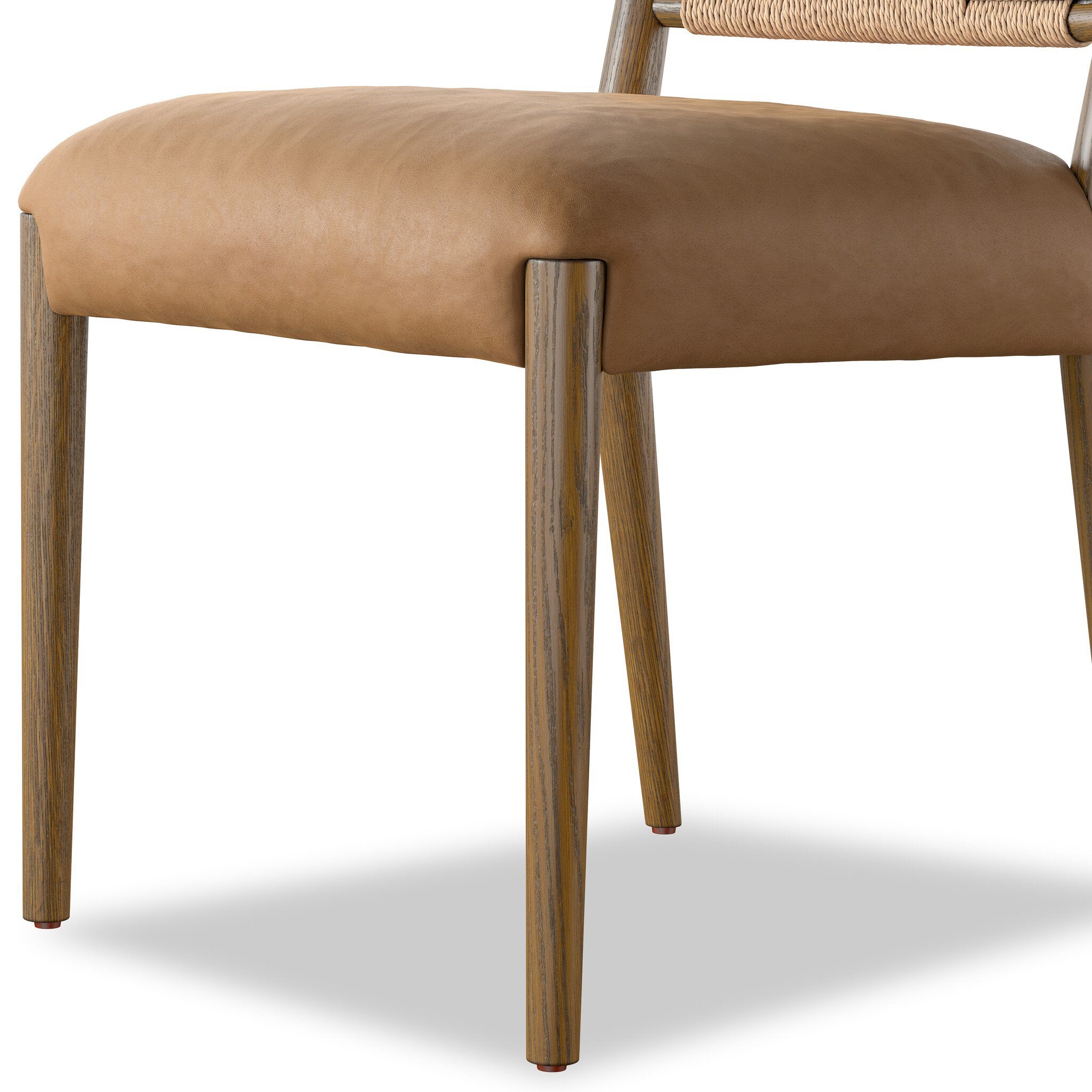 Rothler Dining Chair detail, Maestro Camel leather grain close up