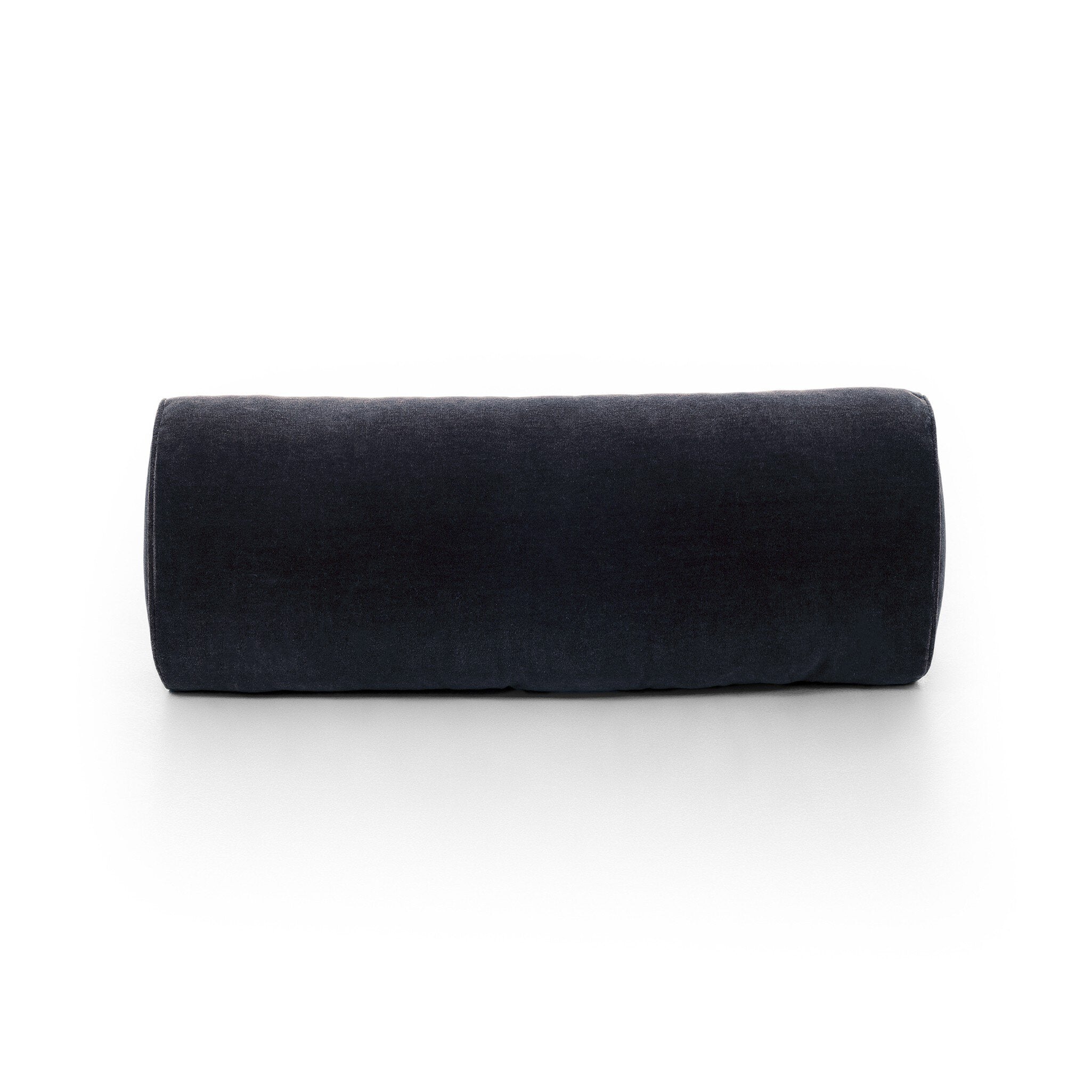 Blue cylindrical pillow on a white background