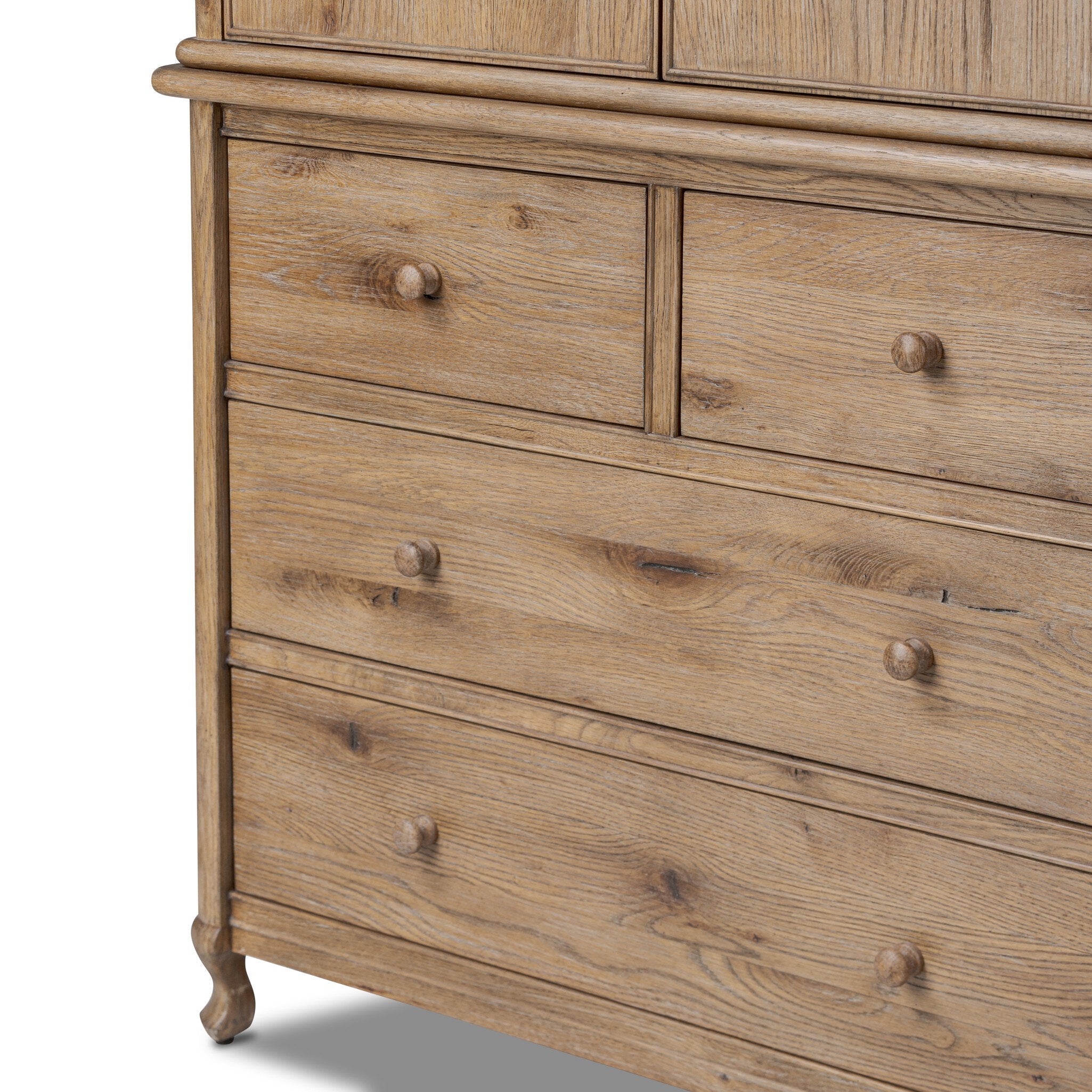 Pika Armoire detail, turned decorative foot
