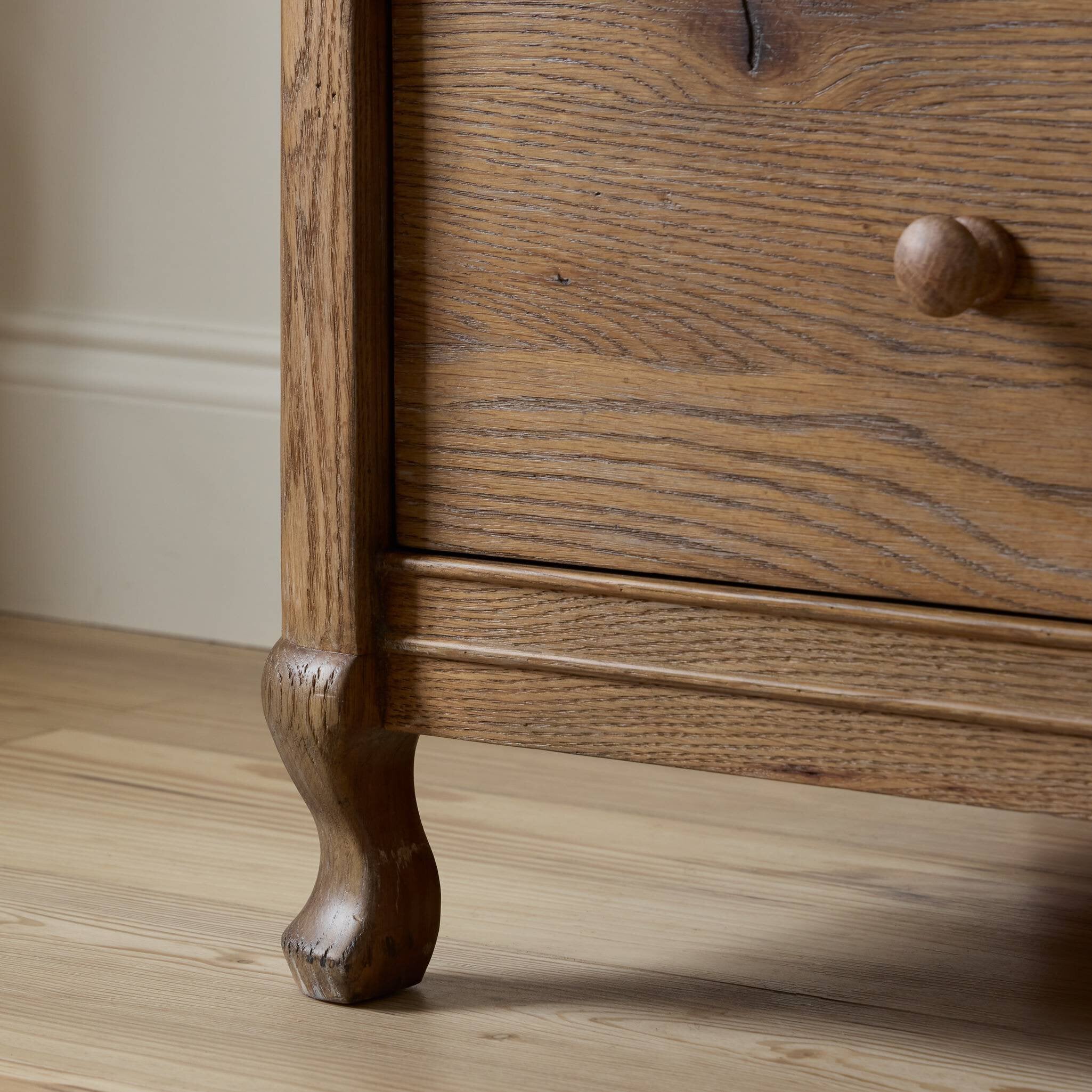 Pika Armoire detail, oak veneer surface close up