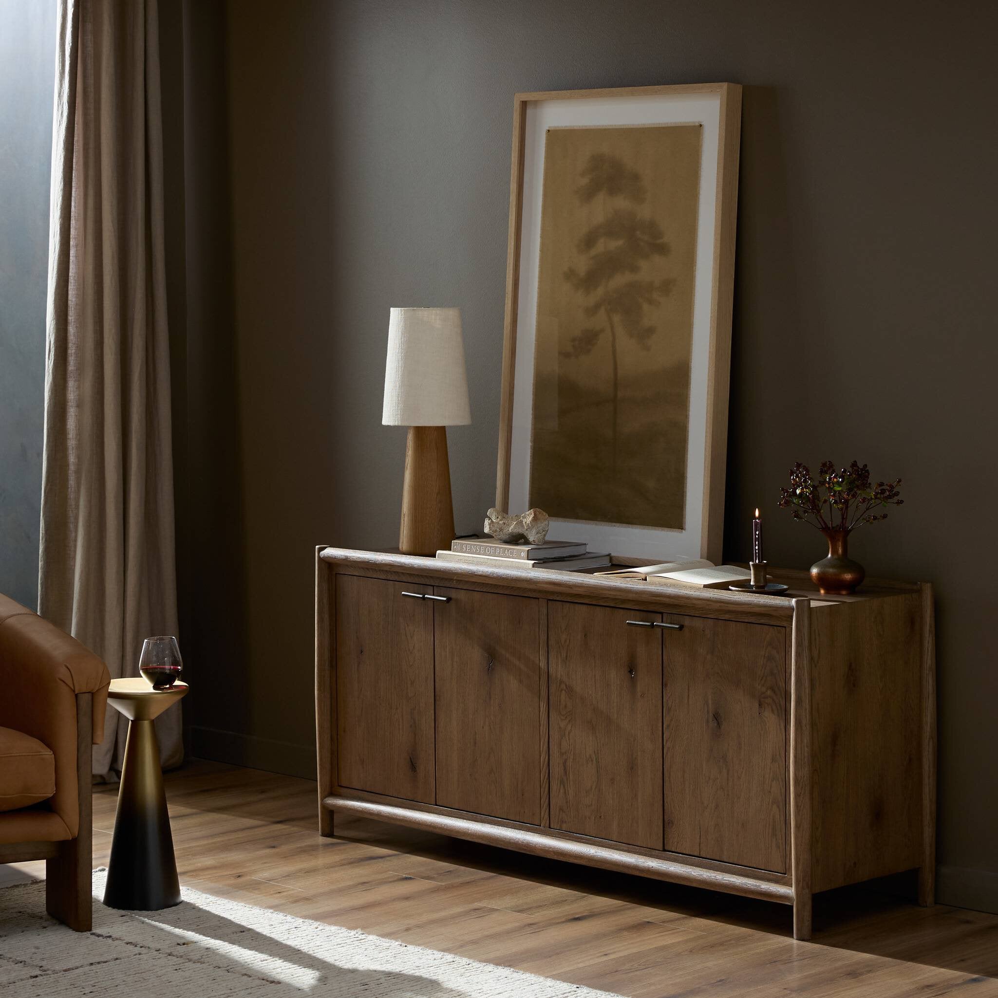 Glenview 4 Door Sideboard — Weathered Oak