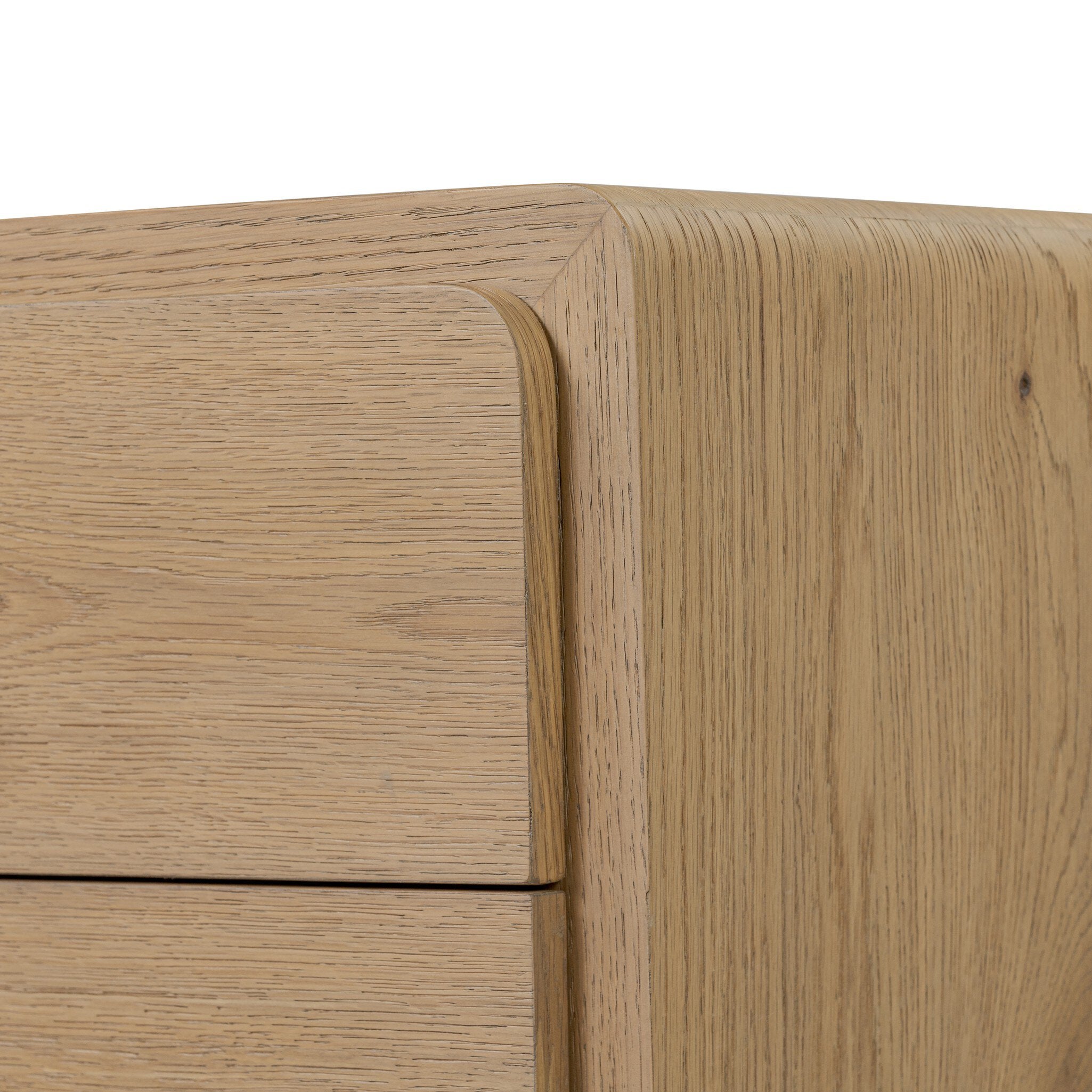 Detail of the Eden Nightstand drawer front and reveal
