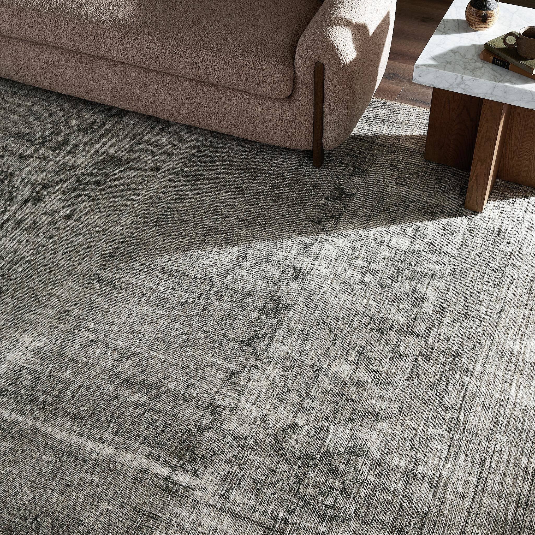 Four Hands Nala Rug, Sage Olive colourway — power-loomed, antiqued vintage pattern in muted grey-green