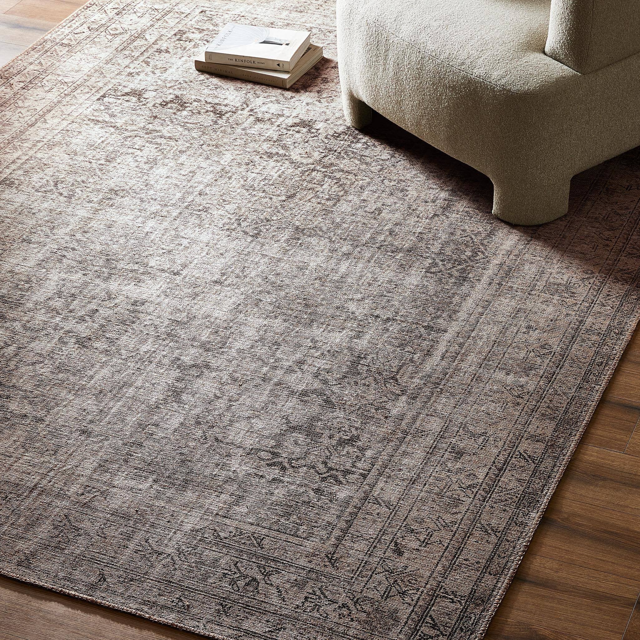 Four Hands Nala Rug, Natural Bark colourway — power-loomed, antiqued vintage pattern in warm brown