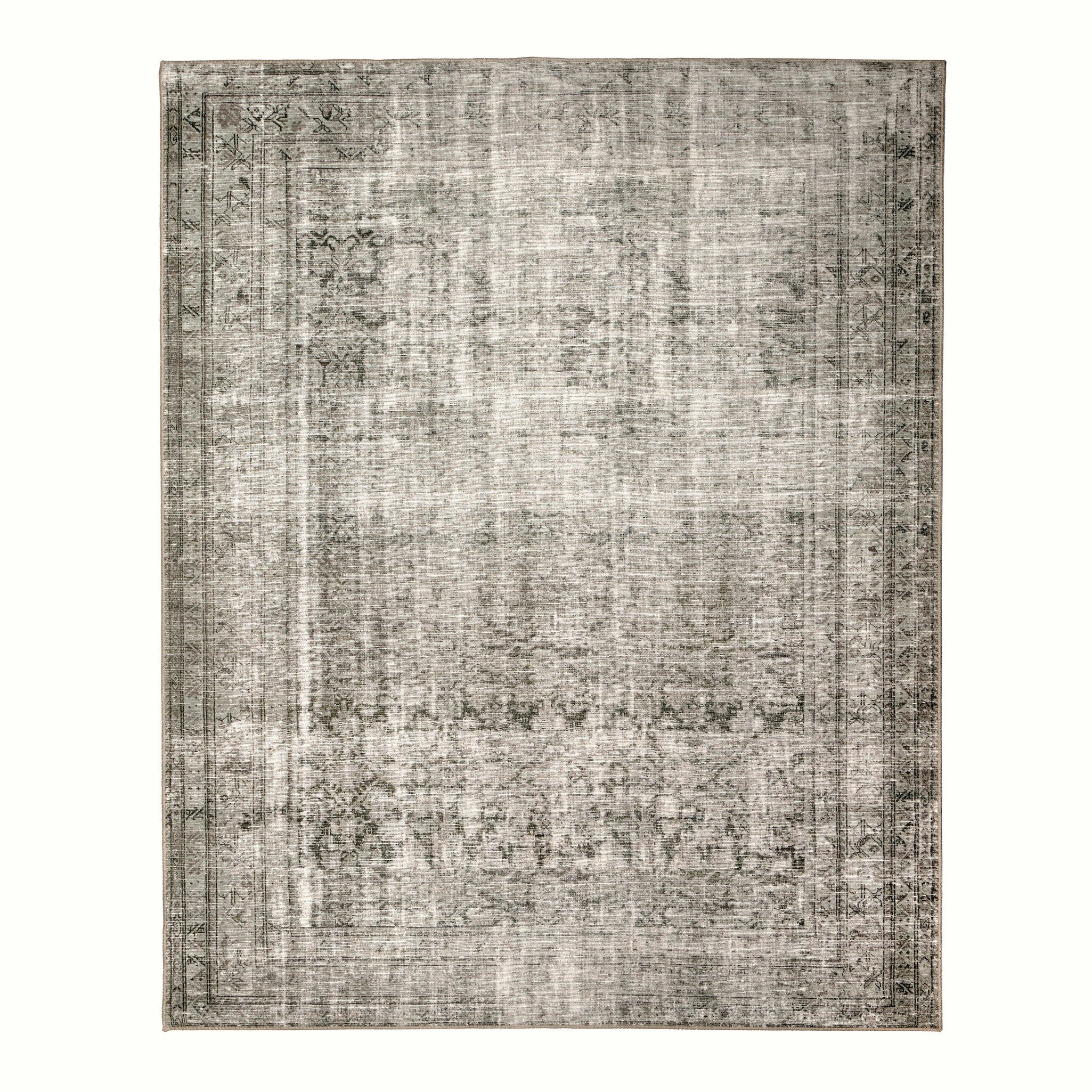 Four Hands Nala Rug, Sage Olive colourway — power-loomed, antiqued vintage pattern in muted grey-green