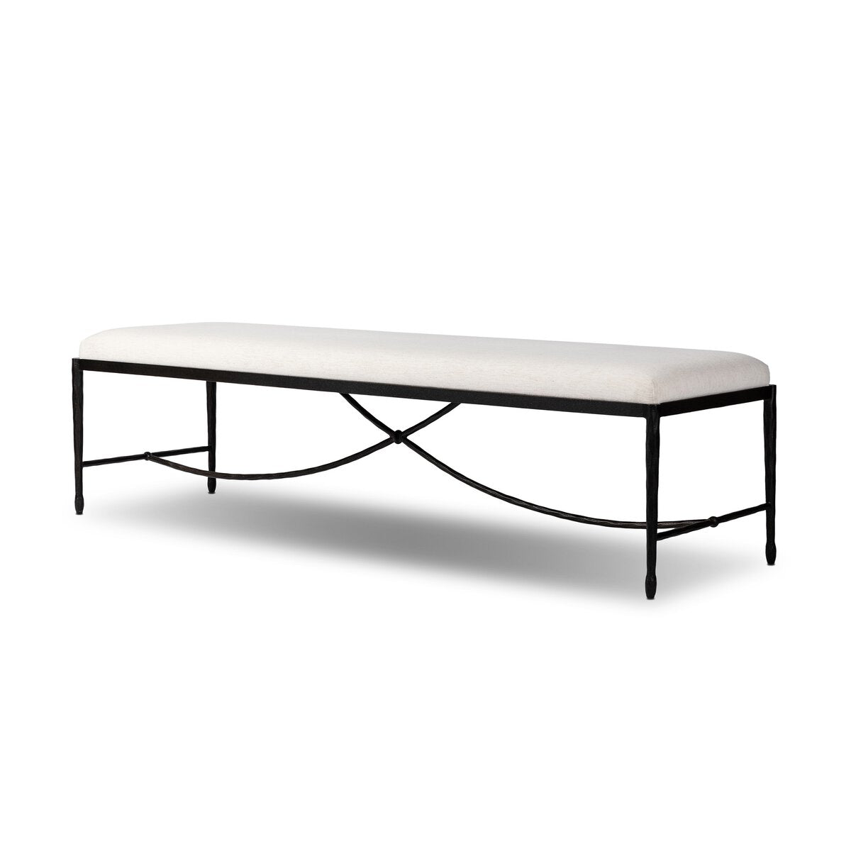 Jade Accent Bench in Crypton Nomad Snow performance weave, additional view