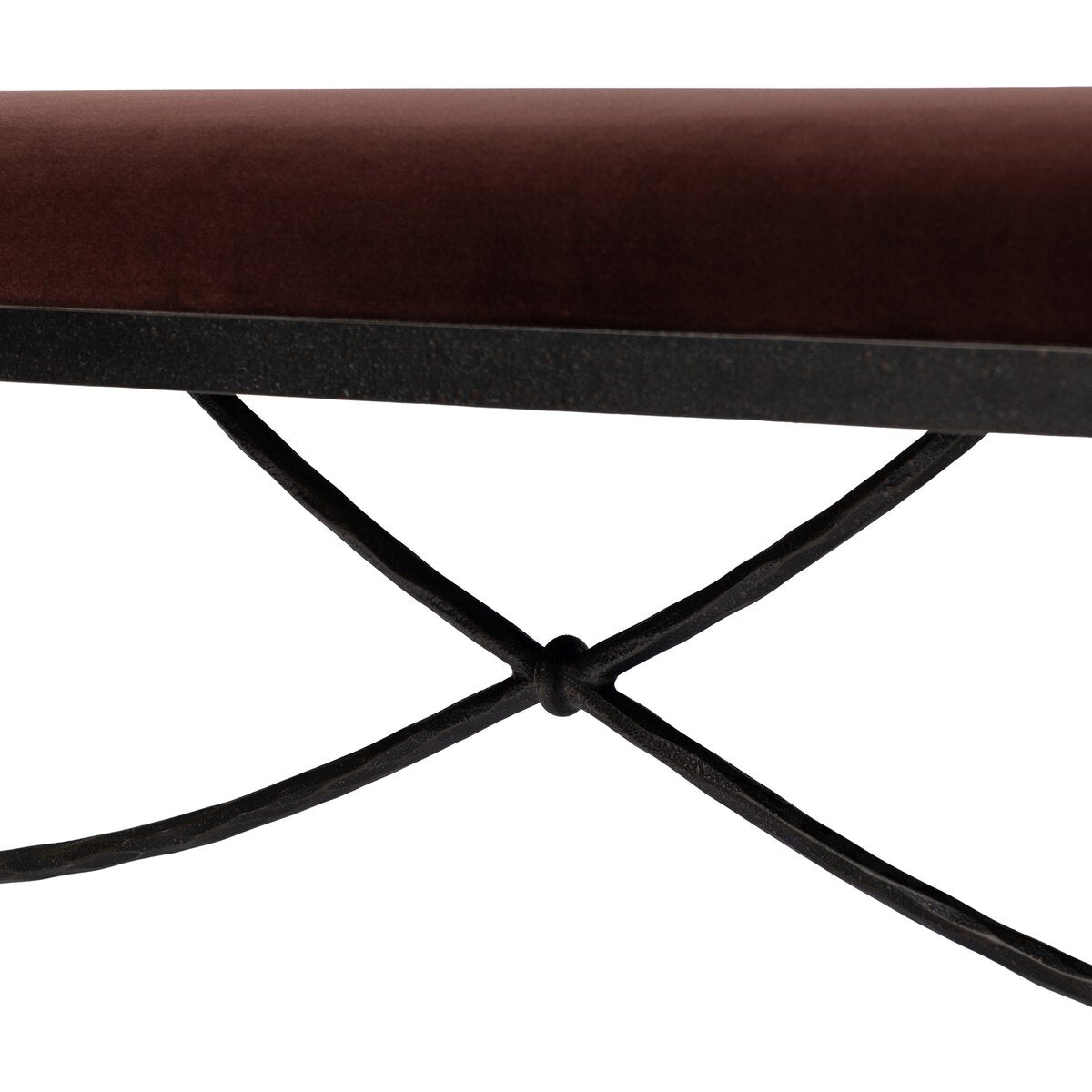 Jade Accent Bench in Surrey Plum velvet-like weave, additional view